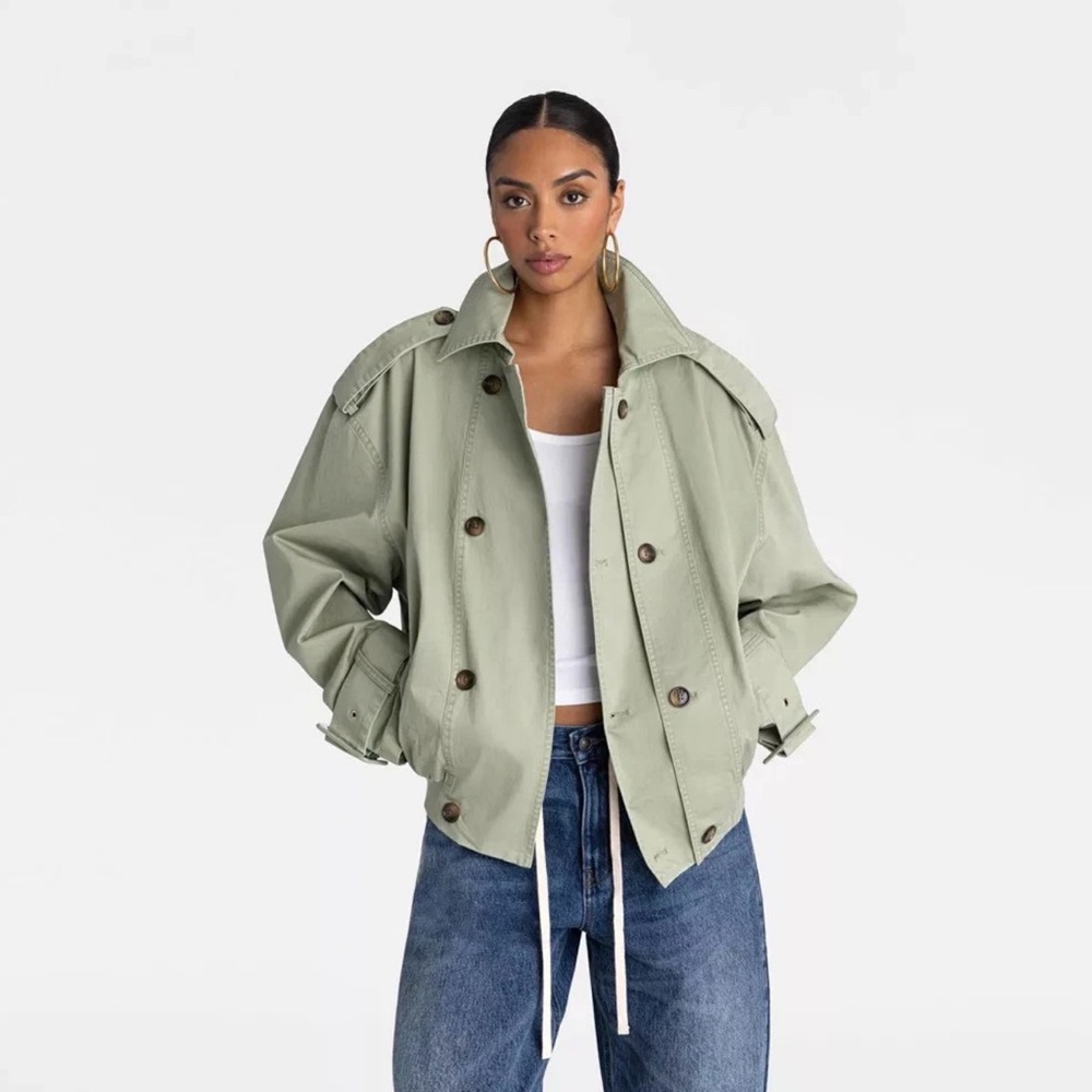 KBB by KAHLANA x Target The Cropped Trench Coat Sage Green NWT L, XL, XXL